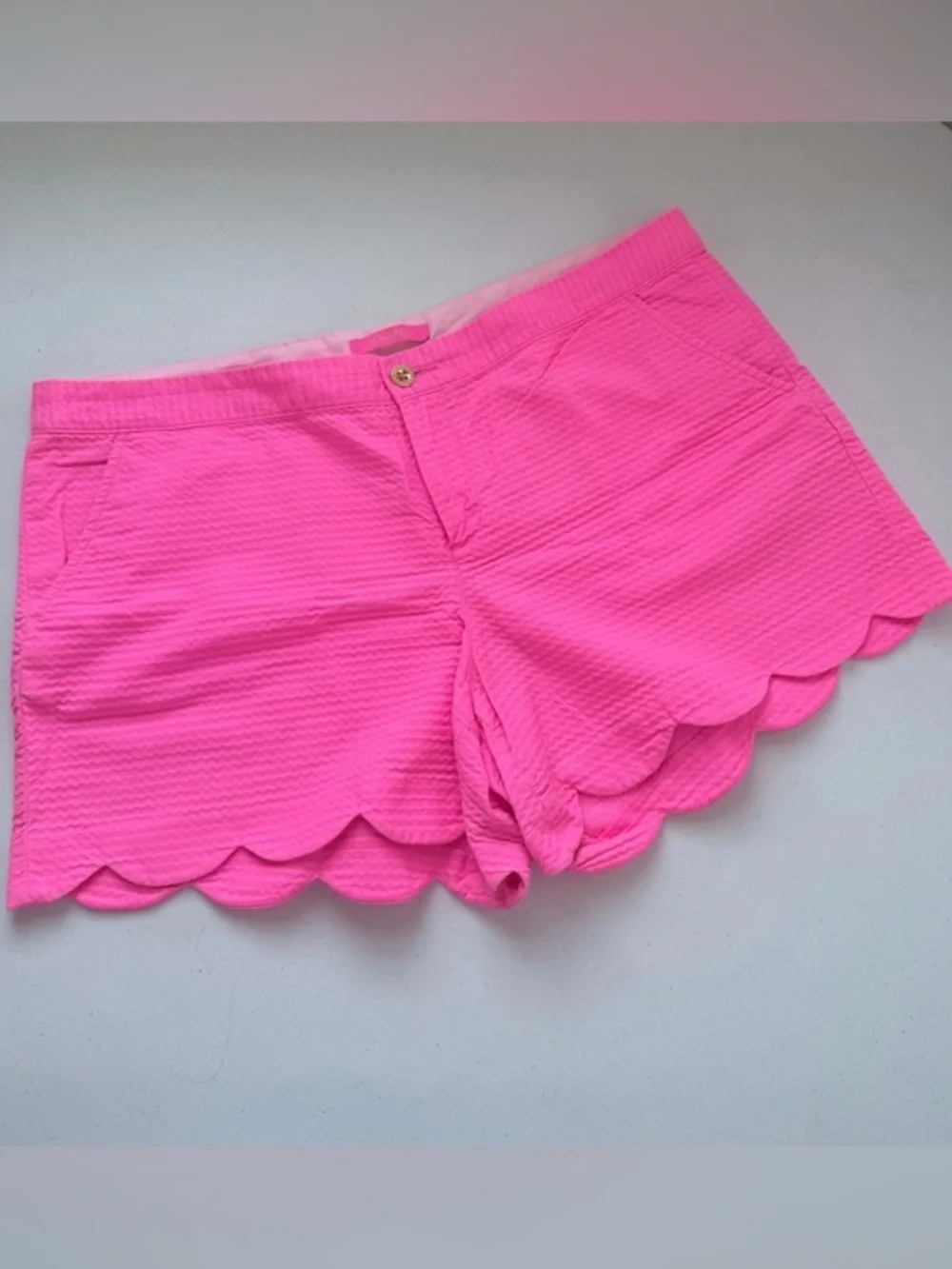 Lilly Pulitzer Buttercup‎ Shorts Pink Wave Jacquard Textured Cotton 023468 Sz 16